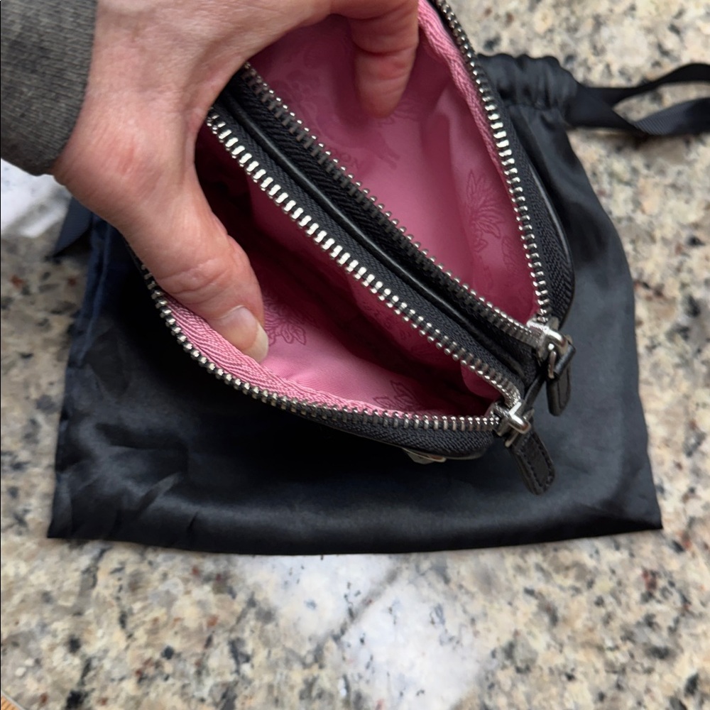 My Flat in London Black and Silver Embellished Wristlet and satin Bag - Picture 7 of 9